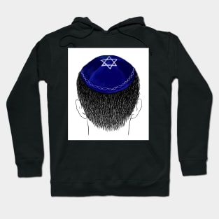 Blue kippah with white Magen David embroidery Hoodie